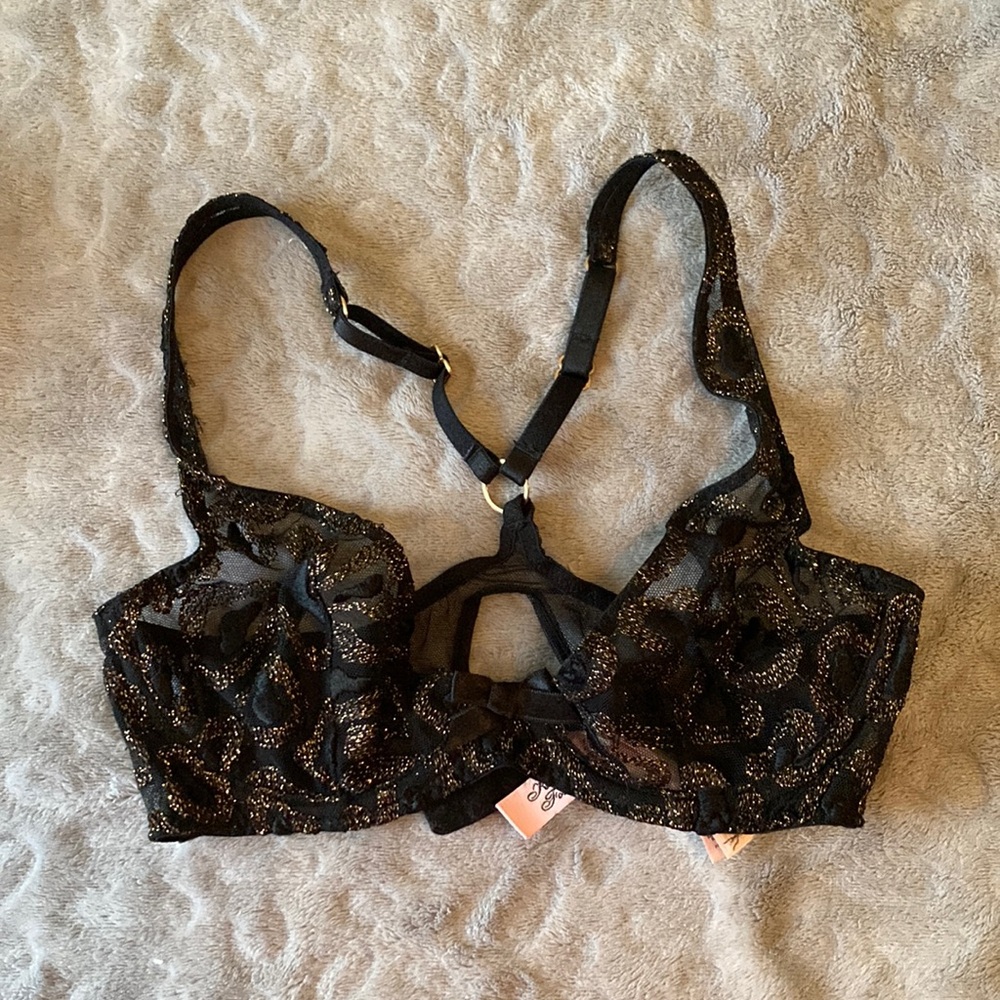 Agent Provocateur Gina Racerback black and gold leopard print bra